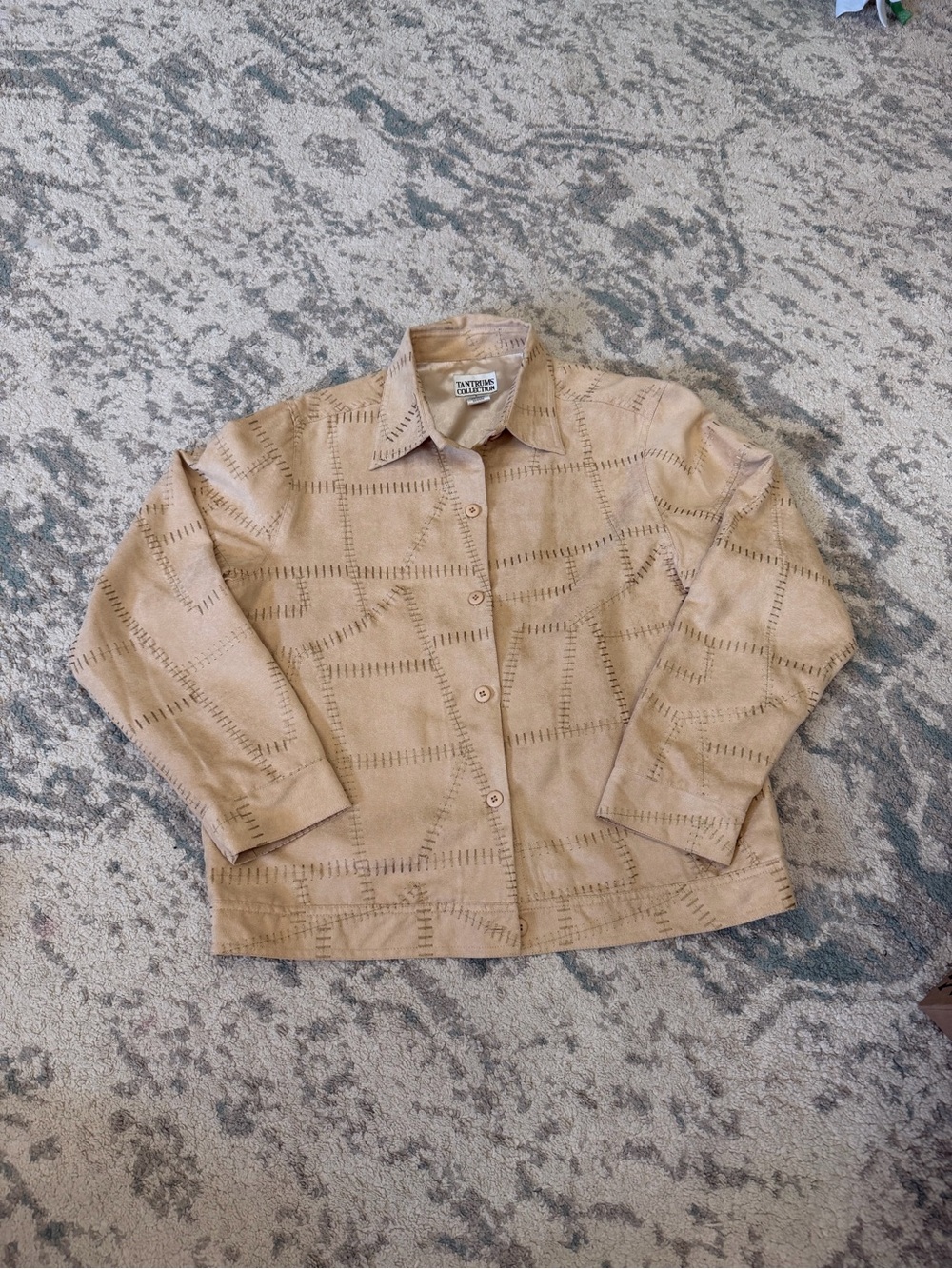 Tantrums Collection Faux Suede Patchwork Button Up Jacket Large - Picture 2 of 5